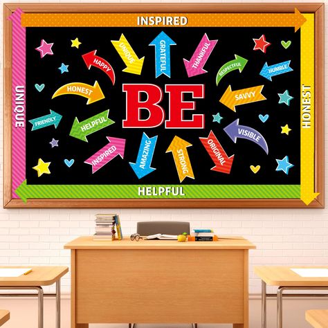 PRICES MAY VARY. Package includes: You’ll get 100pcs of colorful classroom motivational bulletin board set and 160pcs of adhesive dots, which help to create a positive and stimulating learning environment, enhancing student participation and keeping students learning confidently and actively. Unique design: The Motivational classroom bulletin board decorations feature colorful and various arrow patterns(Students could write other inspirational quotes on the blank arrow cutouts to boost themselve Bulletin Board Design Classroom, Inspirational Bulletin Boards For School, School Wall Art Ideas Classroom, Painted Bulletin Board, Motivational Bulletin Boards, School Wall Art Ideas, Inspirational Bulletin Boards, Preschool Letter Crafts, Affirmation Station