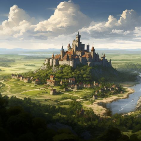 The first castle we see in the show, capital building of the Malsene district Castle Town Aesthetic, Plains City Fantasy Art, Castle City Fantasy Art, Fantasy Locations Art, High Fantasy Landscape, Fantasy Castle Design, Fantasy Castle Concept Art, Fantasy City Landscape, Fantasy City Art