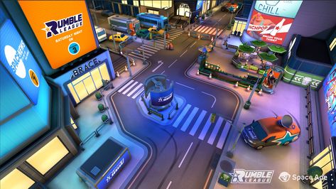 ArtStation - Rumble League - City Environment, Space Ape Games Art Deco City, City Environment, South Korea Photography, Game Arena, Sci Fi Architecture, Environment Painting, City Games, Game Environment, Pixel Art Games