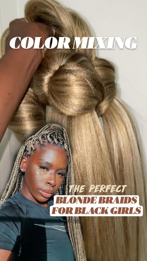 BLONDE BRAIDS FOR BLACK GIRLS | Pinterest Blonde Corn Row Braids Black Women, Grey And Blonde Box Braids, Cornrow Blonde Braids, Blonde Blend Box Braids, Ombre Blonde Braids Black Women, Colour Ideas For Braids, Mixed Color Cornrow Braids, Blonde Highlights Braids Black Women, Knotless Box Braids Medium 27/613