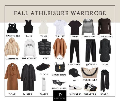 ATHLEISURE WEAR CAPSULE WARDROBE - lindsey denver Year Long Capsule Wardrobe, Athleisure Outfits Winter, Life With Jazz, Athleisure Outfits Fall, Capsule Wardrobe 2023, Athleisure Capsule Wardrobe, Athleisure Capsule, Fall Fashion Jeans, Fall Athleisure