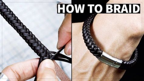 Unisex 8 Strand Braided Leather Bracelet Tutorial and Leather Bag Patterns by HahnsAtelier - The Beading Gem's Journal Paracord Leather Bracelet, Diy Braided Keychain Ideas, Leather Braiding Techniques, Braided Leather Bracelet Tutorial, Mens Bracelet Diy, Cord Bracelet Diy, Leather Bracelet Tutorial, Leather Braiding, Braid Rope