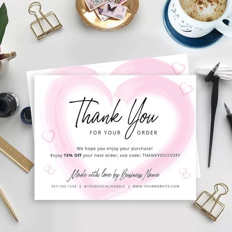 Business Thank You Card Template Editable Thank You Package - Etsy Saudi Arabia Photography Invoice Template, Printable Invoice, Purchase Card, Etsy Ideas, Business Thank You Cards, Adding And Subtracting, Thank You For Purchasing, Business Thank You, Thank You Card Template