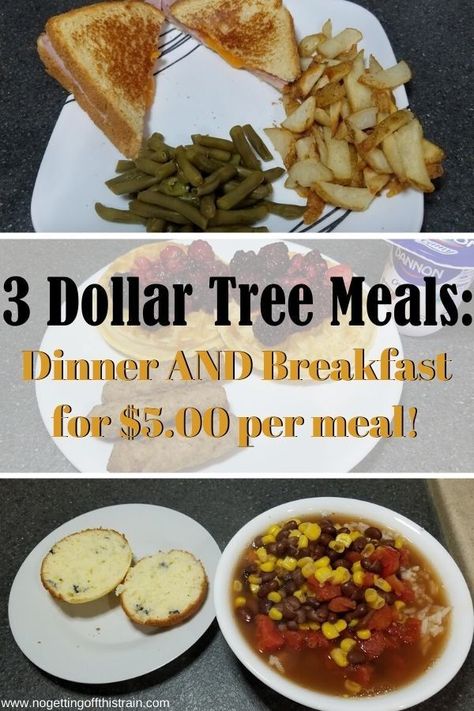 Dollar General Recipes, Meals Under 5 Dollars, Dollar Tree Meals Recipes, Healthy Meal Breakfast, Dollar Store Food, Really Cheap Meals, Dollar Tree Recipes, Free Healthy Meal Plans, Dollar Tree Food