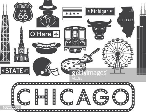 Chicago Symbols, Cultural Mapping, Chicago Tattoo Ideas, Chicago Graphic Design, Willis Tower Chicago, Dark River, Chicago Theater, Chicago Tattoo, Chicago Landmarks