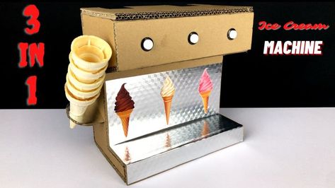 Tired of scooping ice cream 🍦 for your kids and family? Learn how to make this mini ice cream vending machine at home so you can relax and watch your movies while everyone serves themselves some ice cream. Ice Cream Cooler, Scooping Ice Cream, Ice Cream Vending Machine, Mini Vending Machine, Play Ice Cream, Soda Vending Machine, Mini Ice Cream, Cardboard Diy, Ice Cream Stand