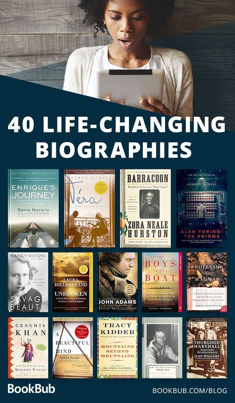 40 of the best biographies of all time, including a great list of inspiring and motivational nonfiction books! Best Biographies, Self Development Books, Book Challenge, Book Suggestions, Best Books To Read, Self Help Books, I Love Books, Inspirational Books, Nonfiction Books