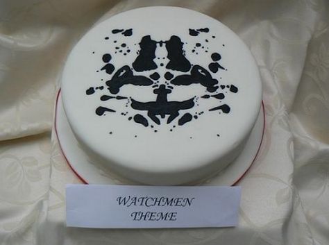 Watchmen/Rorschach inkblot [psychology] Cake Graduation Cake Psychology, Psychology Themed Party, Psychology Cake, Psych Humor, Degree Cake, Psychology Graduation, Watchmen Rorschach, Brain Cake, Superheroes And Villains