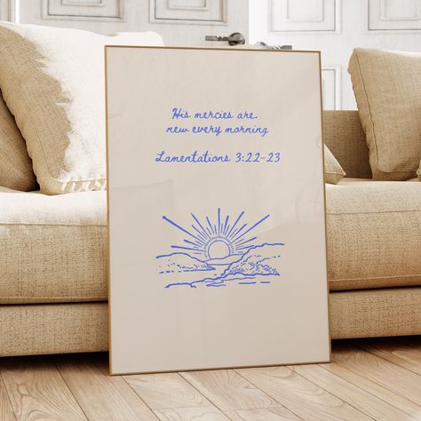 Wall Art Bible Verse, His Mercies Are New Every Morning Sign, Big Wall Decor Bedroom, Christain Wall Art, Diy Christian Wall Art, Christian Home Decor Ideas, His Mercies Are New Every Morning, Lamentations 3:22-23, Christian Wall Decor Ideas