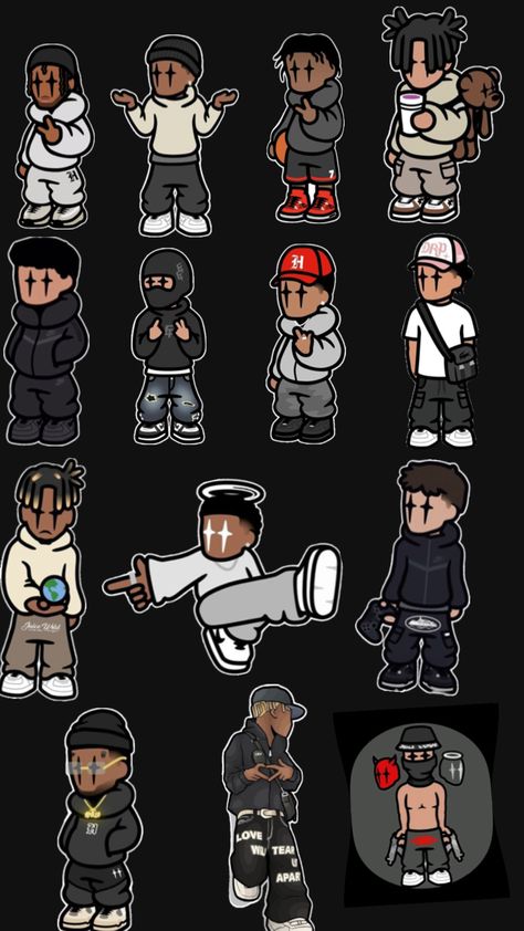 ideas y2k outfits Y2k Graffiti Art Style, Y2k Outfits Men Ideas, Y2k Boys Outfit, Y2k Art Drawing Sketch Boy, Swag Art Style Y2k Drawing, Y2k Outfits Boys, Y2k Characters, Y2k Streetwear Men, Y2k Boys