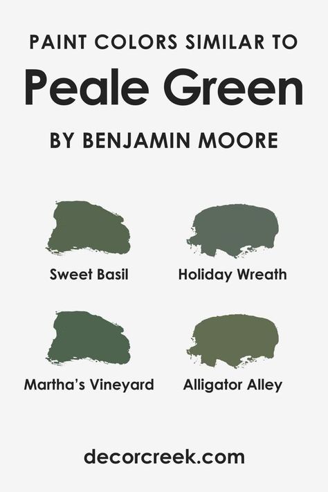 Colors Similar to Peale Green HC-121 by Benjamin Moore Sweet Basil Benjamin Moore, Interior House Paint Colors, Benjamin Moore Green, Ranch Renovation, House Paint Interior, Green Paint Colors, Sweet Basil, Kitchen Cabinet Colors, Interior Paint Colors