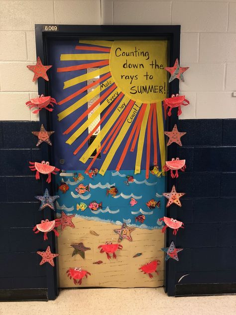 End of year Classroom door Summer Theme Door Preschool, End Of School Year Door Decorations, June Door Ideas For Classroom, End Of School Door Decorations, End Of Year Door Decor, Beach Door Decorations Classroom, Summer Classroom Door Decorations, End Of Year Door Decorations Classroom, May Door Ideas For Classroom