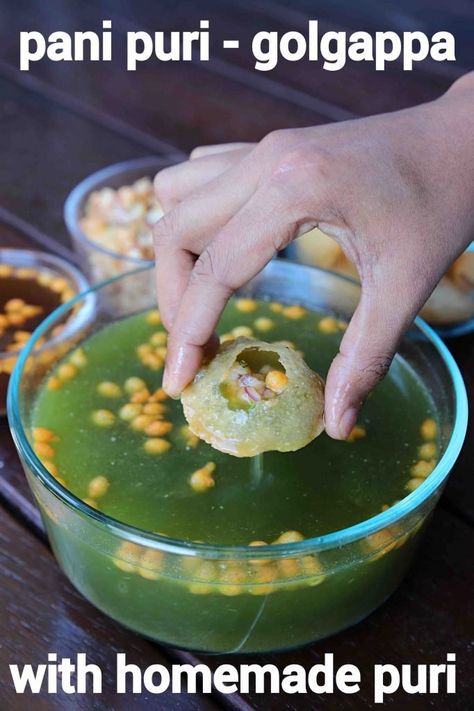 pani puri recipe | golgappa | puchka recipe | pani poori recipe with step by step photo and video recipe. indian street food recipes are world famous because of the taste, flavour and combination of spices. most of them are either made with ragda curry or with the combination of deep fried snacks in a chaat chutney. but there are some other unique water based street food recipes and pani puri recipe or golgappa is one such popular street food snack. Puchka Recipe, Pani Poori, पानी पूरी, Poori Recipe, Pani Puri Recipe, Street Food Recipes, Street Food Recipe, Bhel Puri, Aloo Methi