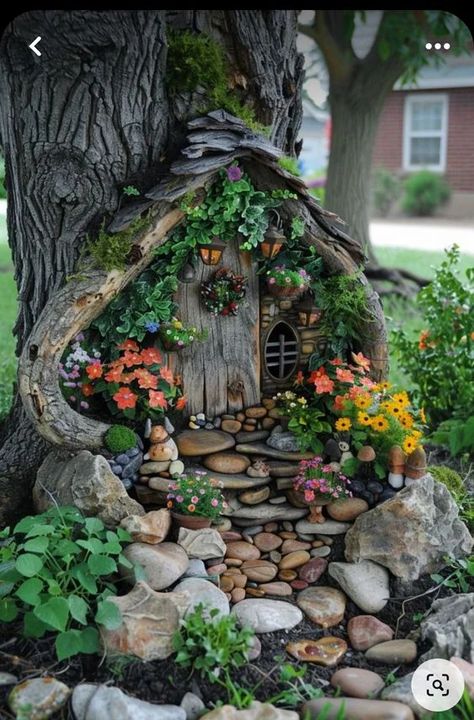 Enchanting DIY Fairy Door Ideas for Your Garden Fairy Door Ideas, House In A Tree, Tree Stump Decor, Diy Fairy Door, Fairy Doors On Trees, Fairy Garden Doors, Fairy Tree Houses, Fairy House Crafts, Fairy Garden Ideas