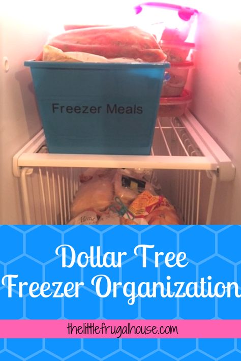 Dollar Tree Freezer Organization - The Little Frugal House Dollar Tree Freezer Organization, Upright Freezer Organization Ideas, Organizing Freezer Upright, Upright Freezer Organization, Pantry Organization Dollar Tree, Organization Dollar Tree, Freezer Storage Organization, Chest Freezer Organization, Dollar Store Bins