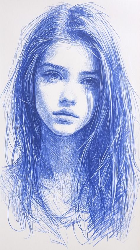 Unique Pencil Sketches Amazing Drawings, Bic Drawing Pen Art, Potraits Pics Drawing, Pen Portrait Sketches, Woman Looking Up, Pencil Portrait Drawing Realistic, How To Draw A Face Realistic, Realistic Face Sketch, Hyper Realistic Sketches