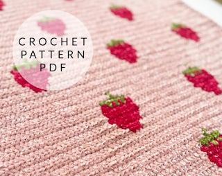 Strawberry Crochet Blanket Pattern, Crochet Blanket For Mom, Strawberry Shortcake Crochet Blanket, Strawberry Blanket Crochet, Crochet Strawberry Blanket, Strawberry Crochet Blanket, Crochet Baby Blanket Free Pattern Unique, First Crochet Project For Beginners, Crochet Patterns Baby Blanket