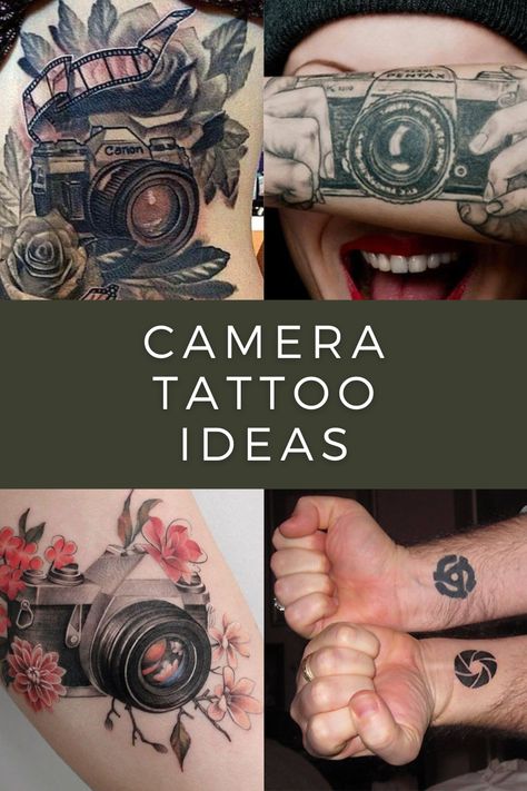 Camera Tattoo Design Ideas Camera And Bird Tattoo, Photography Tattoo Ideas Cameras, Camera Tattoo With Flowers, Canon Camera Tattoo, Photography Tattoo Ideas Men, Camera Tattoo Design Photographers, Camera Tattoo Design Photography, Photography Tattoo Ideas, Photographer Tattoo Ideas