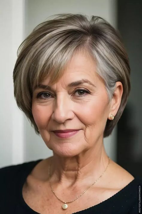 Discover chic, low-maintenance short hairstyles for women over 60 that are easy to style and suit different hair types and face shapes. Bobs For Thin Hair Older Women, Wispy Bob Hairstyles, Wash And Wear Haircuts Fine Hair, Short Haircut For Women Over 60, Short Hair For Older Women Over 60, Senior Hairstyles Older Women, Hair Over 60, 60 Year Old Hairstyles Short, Short Bob For Older Women