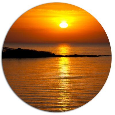 Bring contemporary abstraction to your home with this circle metal wall art. This modern Beautiful Sunrise Reflecting in River Photographic Print on Metal makes it the focal point of any room or office. Size: 23" H x 23" W x 1" D Sun Set Pictures, Circular Canvas, Circle Canvas, Night Sky Painting, Contemporary Metal Wall Art, Sunrise Pictures, Circle Painting, Circle Metal Wall Art, Round Canvas