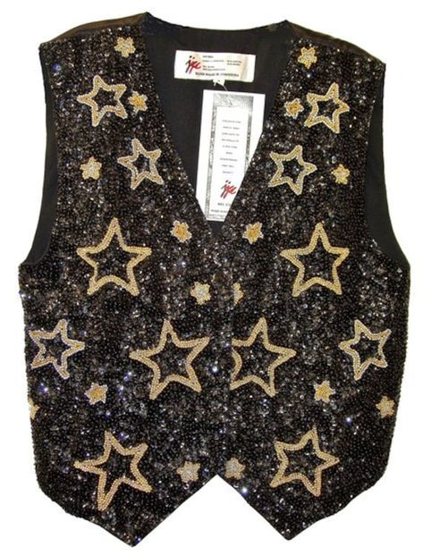 This sequin vest is handmade, high quality, original design and beautiful. Sequin vests are suitable for party, events or any occasional use. All sequin vests close with snaps in the front and the back is solid black with a strap to adjust the vest to your desired fit. Eye Clothing Design, Sequin Vest Outfit, Star Grunge Outfits, Star Themed Clothing, Embellished Sleeveless Vest For Party, Embellished Sleeveless Party Vest, Winter Party Fitted Vest, Fitted Vest For Party Season, Fitted Sequin Vest For Party Season