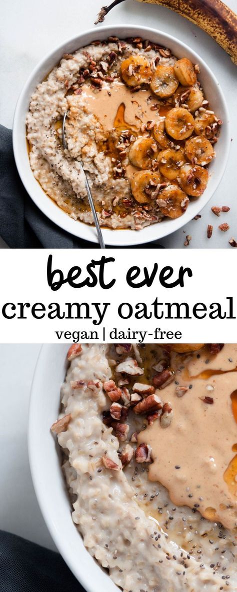 Best Oatmeal Recipe, Creamy Oatmeal, Healthy Oatmeal Recipes, Steel Cut Oatmeal, Vegan Oatmeal, Oatmeal Recipe, Healthy Food Facts, Idee Pasto, Tofu Scramble