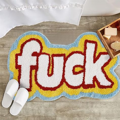 Colorful Bathroom Rugs, Funny Bath Mat, Dorm Rugs, Dorm Kitchen, Cute Bathroom, Swear Words, Funny Gifts For Her, Apartment Goals, Colorful Area Rug