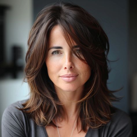 13 Medium Length Haircut with Layers Ideas - NeedleStar Medium Length Haircut With Layers, Haircut With Layers, Pixie Bob Hairstyles, Haircut Inspo, Womens Haircuts Medium, Medium Length Hairstyles, Hairstyles 2024, Medium Layered Hair, Aging Hair