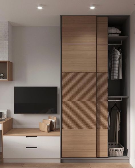 Veneer Cupboard Design, Fluted Sliding Wardrobe, Wooden Wordroab Design Modern, Bedroom Wardrobe Sliding Doors, Fluted Wardrobe Doors, Fluted Laminate Wardrobe, Sliding Wardrobe Doors Modern, Veneer Wardrobe Design, Wardrobe Design Bedroom Sliding