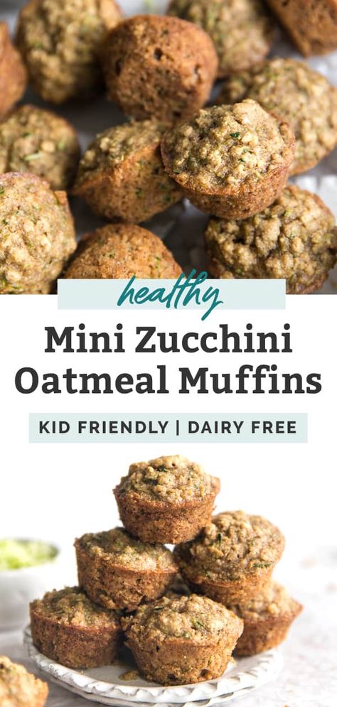 These healthy mini zucchini muffins are gluten free and made with oats! These are seriously some of the best muffins! Dairy free and kid friendly too. Easy and quick recipe! Oatmeal Zucchini Muffins, Zucchini Oatmeal Muffins, Oatmeal Zucchini, Gluten Free Zucchini Muffins, Zucchini Muffins Healthy, Zucchini Oatmeal, Mini Muffin Recipe, Easy Zucchini Recipes, Muffins Easy