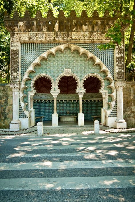 Moorish fountain in Sintra Moorish Fountain, Portugal Aesthetic, Portugal Sintra, Quinta Da Regaleira, Pena Palace, Portugal Trip, Day Trips From Lisbon, Portugal Vacation, Spain Aesthetic