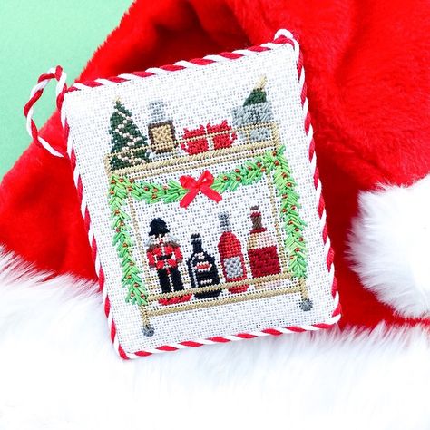 Morgan Julia Needlepoint on Instagram: “Our most anticipated launch of the year is almost here! At 7pm EST, you can shop our Christmas Bar Cart Canvases & Kits! Every canvas and…” Christmas Bar Cart, Winter Embroidery, Mini Tree, Stitch Guide, Needlepoint Christmas, In The Corner, Needlepoint Kits, Liquor Bottles, Needlepoint Canvases