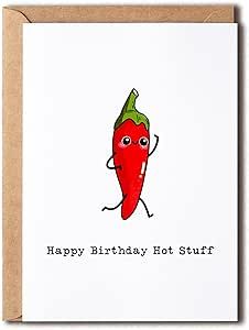 NTVShop Happy Birthday Hot Stuff - Birthday Card - Funny Card - Card For Him Her Husband Wife Girlfriend Boyfriend - Chili Birthday Card Husband Birthday Card Ideas, Birthday Card For Husband Homemade, Funny Birthday Cards For Boyfriend, Birthday Cards Husband, Happy Birthday Hot Stuff, Happy Birthday Hot, Watercolor Birthday Cards, Husband Birthday Card, Homemade Birthday Cards