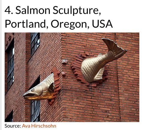 Salmon Sculpture Portland, Oregon, USA Fish Sculptures, Lorenzo Bernini, Black Ghost, Urbane Kunst, 카페 인테리어 디자인, Public Sculpture, Two Fish, Foto Vintage, Wow Art