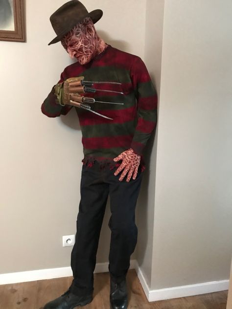 Freddy Krueger Cosplay Halloween Costume Freddy Krueger Cosplay, Freddy Krueger Costume, Made Costume, Halloween Fancy Dress, Freddy Krueger, Fedora Hat, Jumper Sweater, Adult Costumes, Hat Sizes