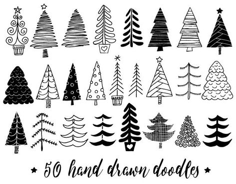 Chalkboard Christmas Tree, Winter Firs, Christmas Tree Illustration, Doodle Christmas, Christmas Tree Silhouette, Chalkboard Christmas, Christmas Tree Drawing, Tree Doodle, Christmas Tree Images