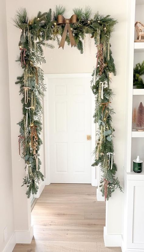 Stephanie Hanna Amazon Finds's Amazon Page Garland Hack, Navidad Natural, Christmas Apartment, Cozy Christmas Decor, Christmas Decor Inspiration, Christmas Interiors, Tension Rod, Hanging Garland, Navidad Diy