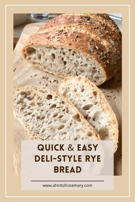 Once your dough is hangin' out in your fridge, this amazing Quick & Easy Deli-Style Rye Bread takes just 5 minutes of hands on time. Really. And it is so full of texture and flavor. ? A Hint of Rosemary #artisanbreadinfive #ryebread #artisanbread #ahintofrosemary #homemadebread Deli Rye Bread Recipe, Artisan Rye Bread Recipe, Easy Pork Recipes, Homemade Rye Bread, Multigrain Bread Recipe, Sourdough Rye Bread, Rye Bread Recipes, Vegan Baking Recipes, Pork Recipes Easy