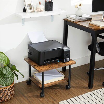 Office Storage On Wheels, Under Desk Printer Stand, Desk With Printer, Printer Desk, Printer Table, Printer Storage, Printer Cart, Shelf Industrial, Office Closet