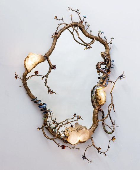 David Wiseman’s Instagram post: “We made this for some people that love the same things I love: fungi, quartz crystals, snakes, trees, psychedelia, Terence McKenna,…” David Wiseman, Snake Decor, Crystal Room Decor, Terence Mckenna, Crystal Mirror, Dark Home Decor, Dark Home, Branch Decor, Branch Design