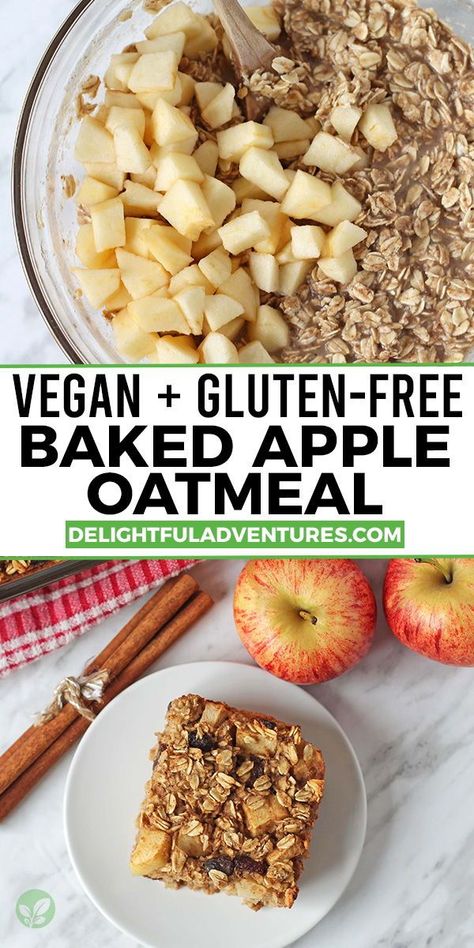 Cinnamon Apple Recipes, Baked Oatmeal With Apples, Oatmeal With Apples, Apple Baked Oatmeal, Apple Recipes Easy Healthy, Vegan Baked Oatmeal, Apple Cinnamon Recipes, Baked Apple Oatmeal, Canned Pumpkin Recipes