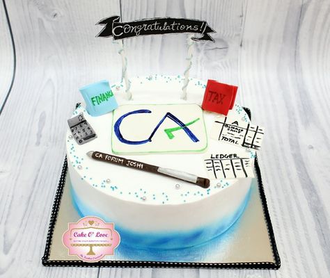 Cake for a Chartered accountant Ca Birthday Cake Ideas, Ca Theme Cake Design, Study Cake Design, Ca Theme Cake, Accounting Graduation Cakes, Ca Cake Design, Cake For Accountant, Cake For Chartered Accountant, Accountant Cake Ideas