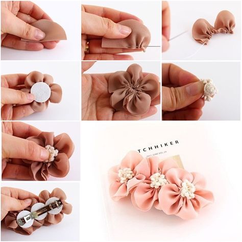 How to DIY Pretty Fabric Flower Hairclip | www.FabArtDIY.com LIKE Us on Facebook ==> https://www.facebook.com/FabArtDIY Diy Crochet Rope Basket, Diy Hairclips, Diy Hair Accessories Tutorial, Emoji Diy, Christmas Wrapping Diy, Diy Hair Clip, Hair Accessories Tutorial, Making Fabric Flowers, Ornament Tutorial