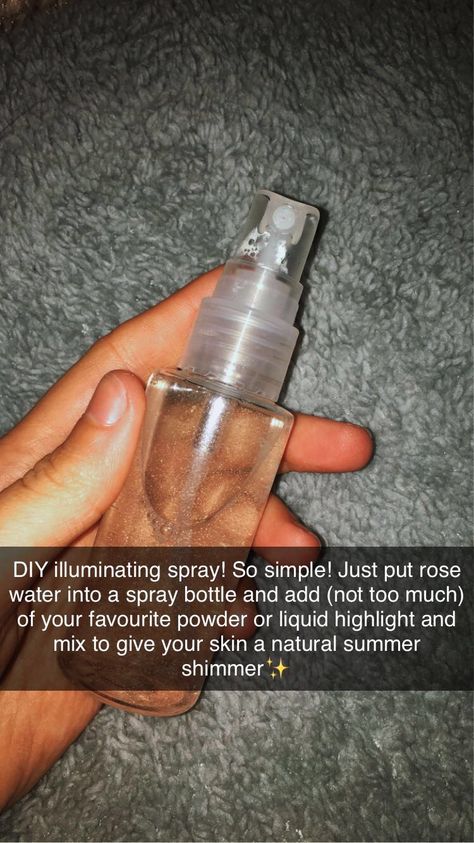 Diy Hair Glitter Spray, How To Make Body Glitter Spray, Homemade Face Mist Sprays, Diy Body Glitter Spray, Diy Body Shimmer Spray, Diy Glitter Spray, Diy Body Mist, Setting Spray Diy, Body Mist Diy