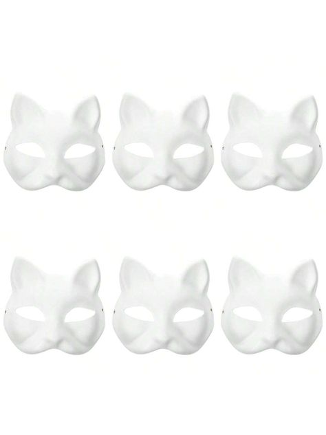 6pcs White Paper Blank Hand Painted Masks, Anime Cosplay Mask, Japanese Style Anime Half Face Cat Mask, DIY Animal Unpainted Craft Masks for Cosplay Masquerade Parties Costume Accessory White    PVC     Event & Party Supplies, size features are:Bust: ,Length: ,Sleeve Length: Diy Animal Mask, Therian Style, Anime Half Face, Cat Mask Diy, Painted Masks, Therian Masks, Animal Dress Up, Therian Stuff, Cosplay Mask