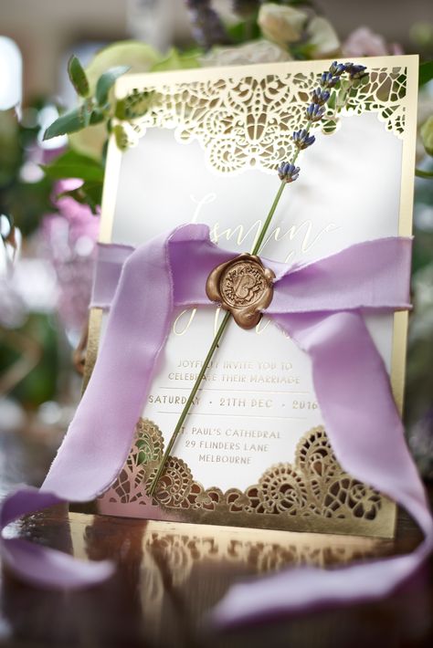 Rapunzel Wedding Theme, Rapunzel Wedding, Tangled Wedding, Mauve Bridesmaid, Purple Wedding Inspiration, Purple And Gold Wedding, Wedding Invitation Trends, Quince Invitations, Beau Film