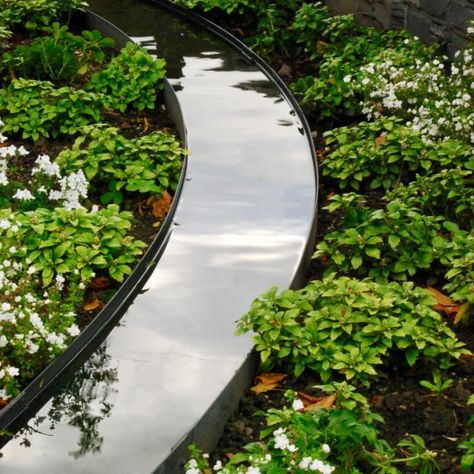 GARDEN Water Rill, Contemporary Water Feature, Garden Stream, Small Water Gardens, Garden Exterior, Exterior Garden, Indoor Water Features, Outdoor Water Features, Garden Water Feature