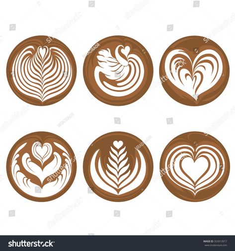 Coffee Latte Art Set #Ad , #AD, #Latte#Coffee#Set#Art Latte Art Illustration, Swan Latte Art, Latte Art Tattoo, Heart Latte Art, Latte Art Video, Latte Art Tutorial, Cafe Logos, Coffee Latte Art, Coffee Icon