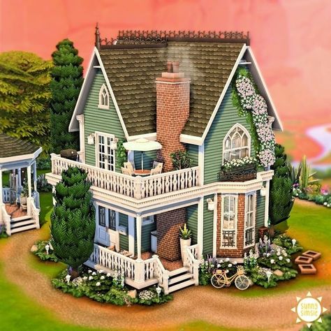 Sims 4 Houses Realm Of Magic, Edwardian Floor Plans, Sims City House, Sims 4 Victorian House No Cc, Sims Vintage House, Sims 4 Whimsical House, Sims 4 Small Victorian House, Sims 4 Traditional House, Sims 4 Country House Floor Plans