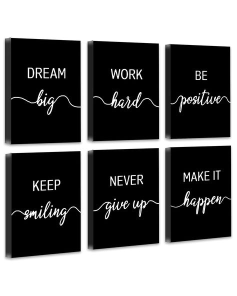 PRICES MAY VARY. INSPIRATIONAL WALL ART - Motivational sentences can give you inspiration and motivation, and encourage you when you need it. Hanging it in your office or room can help you gain motivation in the long work, keep moving forward and grow. LONG LASTING - Canvas paintings are smooth and elastic, thick and wrinkle-resistant, waterproof and fade-resistant. High-definition printing on the surface makes the pattern more vivid and life like; no one will miss your room posters! No matter if it is women's office decor or office decorations for men, this black and white inspirational wall art is perfect! MATCHING ROOM DECOR - This is the wall decor that was missing from your room! Make a delightful inspirational quote artwork for walls for your office wall decor! Make an empty wall no Motivational Classroom Decor, Motivational Room Decor Ideas, Wall Sayings Decor Quotes Living Room, Quotes For Room Decor, Quotes For Wall Decor, Motivational Canvas Painting, Bedroom Sayings, Office Decorating Ideas For Work Wall, Womens Office Decor